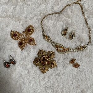 VINTAGE Amber 6pc  lot jewelry